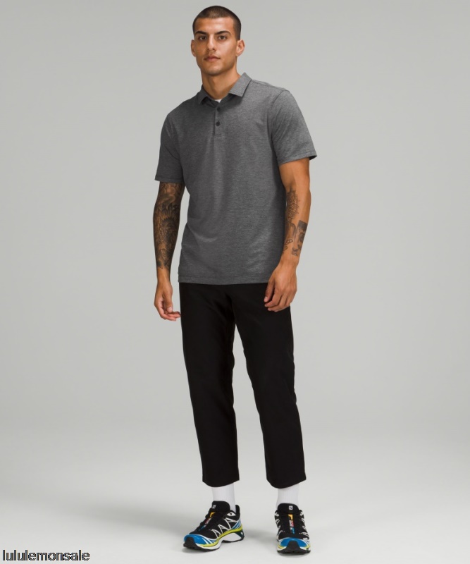 Lululemon Verkauf DELULU742 | Lululemon Deutschland Schwarz Meliertes Kurzarm-poloshirt Evolution
